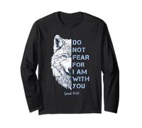 Do Not Fear for I Am with You Bible Verse Polar Wolf Long Sleeve T-Shirt