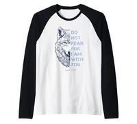 Do Not Fear for I Am with You Bible Verse Polar Wolf Raglan Baseball Tee