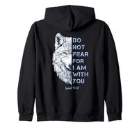Do Not Fear For I Am With You Bible Verse Polar Wolf Zip Hoodie