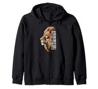 Do Not Fear For I'm With You Christian Faith Lion Zip Hoodie