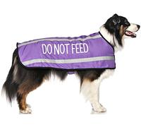 DO NOT FEED (Dog is on a Diet/Has Food Allergies) Purple Colour Coded S M L Reflective Waterproof Fleece Lined Warm Dog Coats PREVENTS Accidents By Warning Others Of Your Dog In Advance (M-L)