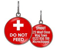 Do Not Feed Dog Tags - Add Info to Back - 2 Sizes - Red Medical Alert Pet Tag - Warning Tag for Dogs with Allergies or Special Diet - Emergency Dog ID Tag