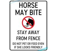 Do Not Feed Horses Metal Sign - Horse May Bite Stay Away From Fence - Funny Horses Sign for Farm Garden Yard Country, 20x30 CM Aluminum Plaque for Garden Lawn Indoor Outdoor Decor
