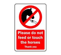 Do Not Feed or Touch Horses Safety Sign - Self-Adhesive Sticker, Laminated 200mm x 150mm