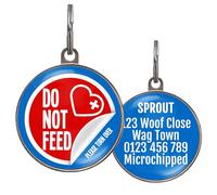 Do Not Feed Pet ID Tag - Premium Quality Medical Alert Dog ID Tag - Clear Red Warning with Custom Back Info - Ideal for Dogs and Cats with Allergies, Special Diets or Sensitive Stomachs