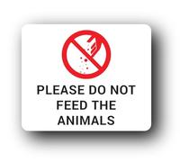 "Do Not Feed the Animals Sign - 11.0x9.5cm Brushed Aluminium