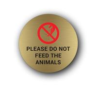 "Do Not Feed the Animals Sign - 9.5x9.5cm Brushed Aluminium