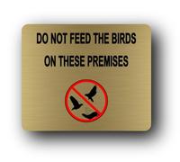 "Do Not Feed the Birds Sign" Sign - 11.0x9.5cm Brushed Aluminium