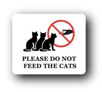 Do Not Feed the Cats Sign - 11.0x9.5cm Brushed Aluminium