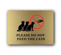 Do Not Feed the Cats Sign - 19.0x14.0cm Brushed Aluminium