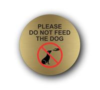 Do Not Feed the Dog Sign - 9.5x9.5cm Brushed Aluminium