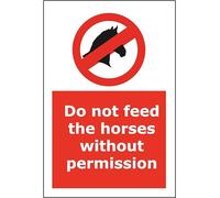 Do not feed the horses without permission self-adhesive vinyl sign - 20 x 15 cm