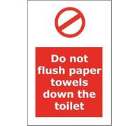 Do not flush paper towels down the toilet self-adhesive vinyl sign - 20 x 15 cm
