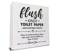 Do Not Flush Toilet Paper Only Wooden Box Sign Desk Decor, Rustic Bathroom Quote Wood Box Sign for Farmhouse Restroom Toilet Shelf Table Decoration 5 X 5 Inch