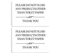 Do Not Flush Toilet Sign 2-Pack (White Acrylic 5 x 3.5 in) - Do Not Flush Anything Except Toilet Paper Sign - Bathroom Signs for Business - Airbnb Signs