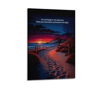 Do Not Forget in The Darkness What You Have Been Promised in The Light Wall Art, Vibrant Beach Scene Decor Painting for Living Room And Bedroom Artistic Wall Mural Modern Hanging Decor Poster24x36inch