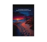 Do Not Forget in The Darkness What You Have Been Promised in The Light Wall Art, Vibrant Beach Scene Decor Painting for Living Room And Bedroom Artistic Wall Mural Modern Hanging Decor Poster24x36inch