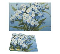 Do Not Forget Me Linen Placemats Set of 2 Anti Slip Dining Place Mats Washable Table Mats Heat Resistant Table Mats Place Mats for Dining Table Decor