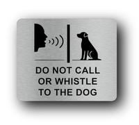 Do not interact with dog sign - 11.0x9.5cm Brushed Aluminium
