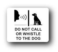 Do not interact with dog sign - 11.0x9.5cm Brushed Aluminium
