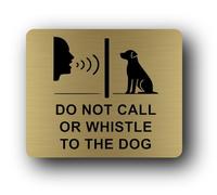 Do not interact with dog sign - 11.0x9.5cm Brushed Aluminium