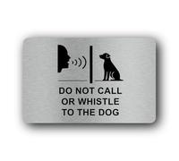 Do not interact with dog sign - 14.0x9.0cm Brushed Aluminium