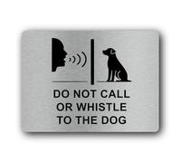 Do not interact with dog sign - 19.0x14.0cm Brushed Aluminium