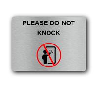 Do not knock Sign - 19.4x14.3cm Brushed Aluminium
