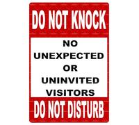 Do Not Knock Sign Do Not Disturb Warning Door Sign No Unexpected or Uninvited Visitors Metal Tin Sign for Home,Office,Porch,Privacy Notice 8x12 Inch