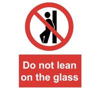 Do Not Lean On The Glass Danger Warning Sign Self Adhesive Gloss Decal Sticker 160mm x 125mm