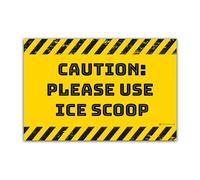 Do Not Leave Ice Scoop in the Ice Machine Bin Warning Notice Sign Magnet (Caution Yellow)