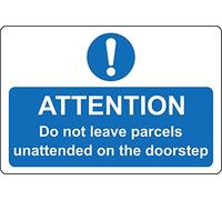 Do not leave parcels unattended on the doorstep sign - Self adhesive sticker (300mm x 200mm)