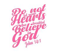 do not let Your Hearts be Troubled Believe in god Bible Verse Wall Decals Paster Paper 41x49.6cm Art Mural Painting Pink