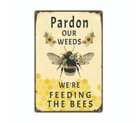 Do Not Mow Sign - Pardon Our Weeds We're Feeding The Bees Sign - Summer Bee Garden Metal Tin Signs Decorative Yard Sign for Outdoor Decoration Garden Sign 8 * 12in