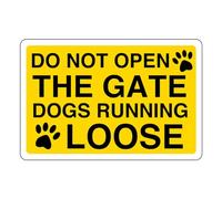 Do not open the gate dogs running loose sign - 3mm Aluminum Dibond high-visibility and durability for indoor/outdoor usage (200mm x 150mm) Ensures Safety Within 5m Viewing Distance.