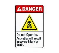 Do Not Operate Activation Will Result In Severe Injury Or Death Metal Warning Sign for Indoor Outdoor Security, Business Office Home Garden Street Decor 20 x 30 cm