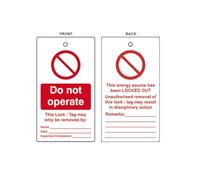 Do Not Operate Lockout Tags - Double Sided Safety Warning Tags for LOTO Procedures - Durable Tear Resistant Tags with Eyelet Reinforcement - Pack of 10