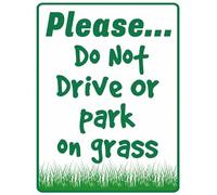 Do Not Park On Grass Sign, Please Do Not Drive Or park on grass Metal Sign for Lawn Yard Garden, Sturdy Aluminum Rust Free Home Indoor Outdoor Decor 20x30 CM
