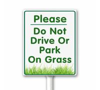 Do Not Park On Grass Sign, Please Do Not Drive Or park on grass Yard Aluminum Sign, Keep Off Grass Signs for Lawn, 18x22 CM Sturdy Rust Free Fade Resistant