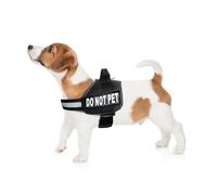 DO NOT PET Dog Vest Harness with Removable Patches and Reflective Trim. Comes with 2 DO NOT PET Reflective Removable Patches. Please Measure Dogs Girth Before Purchase
