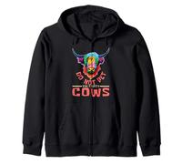 Do Not Pet The Fluffy Cows Colorful Highland Cow Zip Hoodie