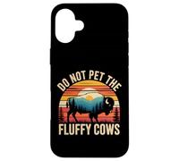 Do Not Pet the Fluffy Cows Funny Retro Bison Art Case for iPhone 16 Plus