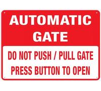 Do Not Push Pull Gate Press Button To Open Automatic Gate Sign Warning Tin Sign Home Kitchen Farm Garden Garage Wall Decor 12X8Inch