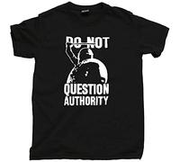 Do Not Question T Shirt Riot Police Military White Print Punk Tee(Medium)