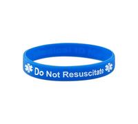 Do Not Resuscitate (DNR) Medical ID Wristband - Silicone Emergency Bracelet (18cm & 20cm) (Blue, Medium 18cm)