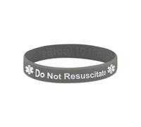 Do Not Resuscitate (DNR) Medical ID Wristband - Silicone Emergency Bracelet (18cm & 20cm) (Grey, Large 20cm)