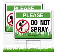 Do Not Spray Sign Yard Sign - 2 Pack-12" x 9" Corrugated Plastic with Metal H-Stakes No Pesticide spray signs Outdoor Waterproof, Non-Fading, Easy to Mount Double Sided UV Protected
