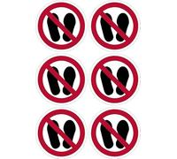 Do not stand here sign, 100mm circle - Pack of 6 stickers on A4 sheet