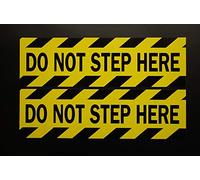 Do Not Step Here Stickers Vinyl Decals (2 Pack) 6" X 2.5" Caution Indoor Outdoor (X2PS36)