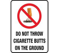 Do Not Throw Cigarette Butts On The Ground Sign 12”X8” Metal Signs Aluminum Sign Pre-Drilled Holes For Easy Mounting Indoor Or Outdoor Use For Fence Door Or Gate